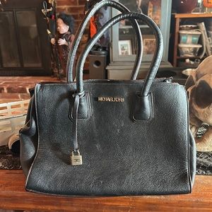 Michael Kors black leather tote bag
